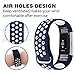 POY Replacement Bands Compatible for Fitbit Charge 2, Adjustable Breathable Wristbands with Air Holes Straps, Small Blue White 1PC