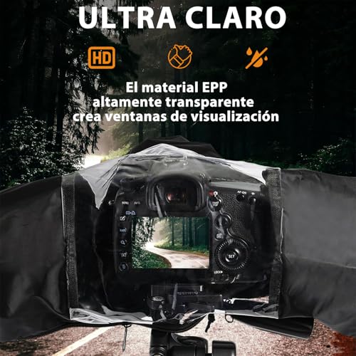 Protector de Lluvia para Cámara, Funda Impermeable para Cámara para Lluvia, Adecuado para Disparar en Entornos Lluviosos, Nevados y Costeros, y Puede Proteger Cámaras Canon, Nikon, Sony y Varias SLR.