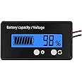Battery Capacity Voltage Meter with Alarm, Waterproof LCD Display and Backlight Digital Testers, 24V 12V 36V 48V Lead-Acid Lithium ion Battery Gauge, Fit for Car Golf Cart RV Marine (Blue)