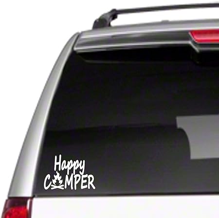 Amazon Happy Camper 8枚の車用ビニール製デカール キャンプファイヤーステッカー アウトドア テント キャンプ ブラック Ct53k7qonv ステッカー デカール 車 バイク