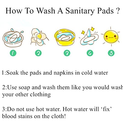 Simfamily 7 Pieces Set Including 1 Piece Mini Wet Bag +6 Pieces 8 Inch Charcoal Bamboo Panty Liner Mama Cloth Menstrual Pads Reusable Sanitary Pads
