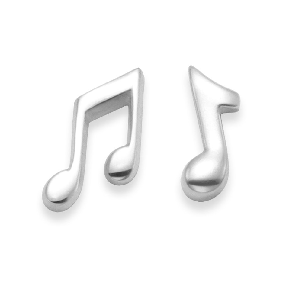 Sterling Silver Quaver Earrings - Set of 1 Quaver & 1 semi Quaver stud earring (half a pair each) - Music Stud Earrings - 1.5mm thick. SIZE: 8mm & 7mm. Gift boxed 5279/5284