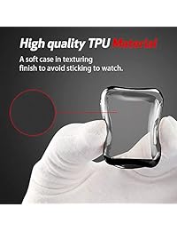 Carcasa para Apple Watch 4 con diseño sonriente, incluye protector de pantalla de TPU de 1.732 in, funda protectora de alta definición, transparente, ultrafina, para Apple iWatch de 1.732 in, serie 4, color negro, 1.732 in