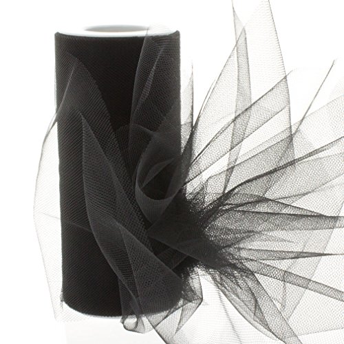 6" Premium Tulle Fabric Roll For Crafts, Wedding, Party Decorations, Gifts - Black 100 Yard Spool