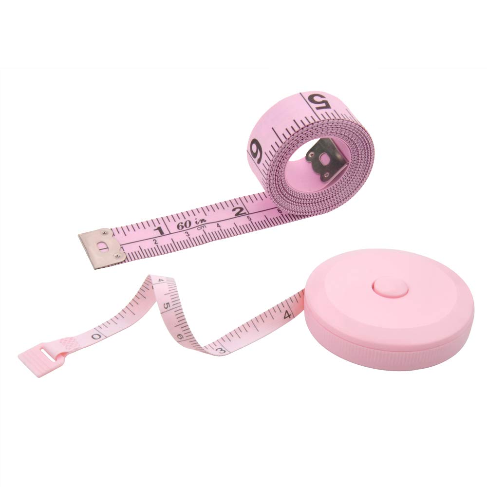 2PCS Measuring Tape for Body,Soft Tape Measure for Body Sewing Fabric Tailor Cloth Craft Measurement，60 Inch/1.5M Retractable Dual Sided Measure Tape Set (Pink)