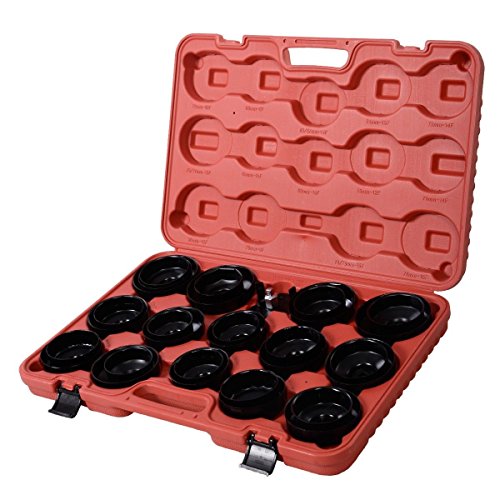 Goplus 30PCS Auto Oil Filter Wrench Socket Removal Tool Set Cap Type, For Mercedes Benz, Audi, VW, Porsche, Mazda, Volkswagen and Moreï¼ŒW/case