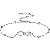 QMTIHU Infinity Bracelet for Women Sterling Silver Infinity Heart Cubic Zircon Bracelet Gift for Women Wife Her