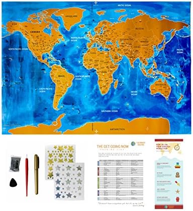 Scratch Off World Travel Map with US States – Beautiful Wall Poster to Track Your Journey. Explore Your World, Share the Memories, Perfect Gift for Travelers