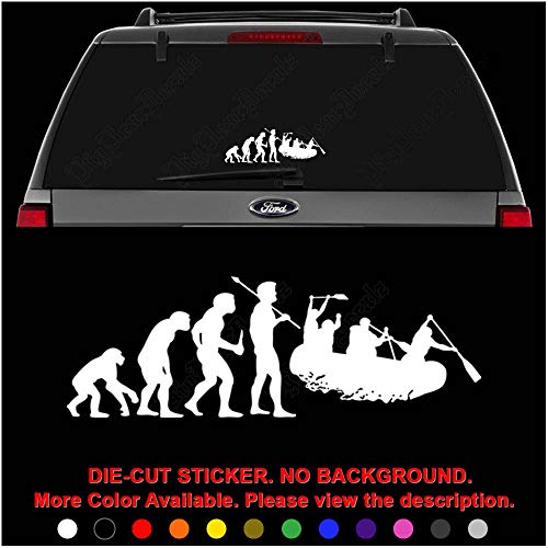 Whitewater Rafting Sports Evolution Die Cut Vinyl Decal Sticker for Car Truck Motorcycle Vehicle Window Bumper Wall Decor Laptop Helmet Size- [15 inch] / [38 cm] Wide || Color- Gloss White