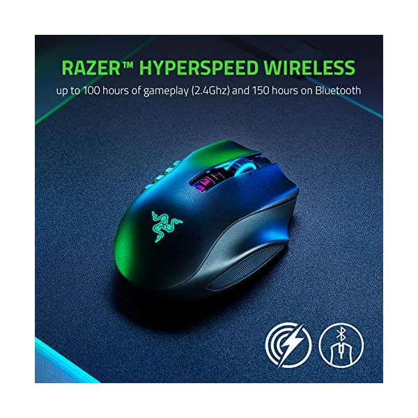 Razer Naga Pro - Modular Wireless Gaming Mouse with Interchangeable Side Panels (19 + 1 Programmable Buttons, Optical…