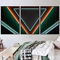 3 Piece Framed Canvas Wall Art Abstract Geometric Lights Mixed Media Canvas Prints Home Artwork Decoration for Living Room,Bedroom - 16