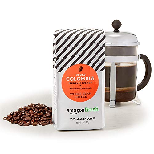 AmazonFresh Decaf Colombia Whole Bean Coffee, Medium Roast, 12 Ounce (Pack of 1)