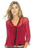 Back From Bali Womens Sheer Shrug Cardigan Sweater Ruffle Lightweight Knit