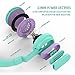 Besom Kids Headphones Girls, i36 Foldable Stereo Ear Headphones w/Mic 3.5mm Jack Wired Cord On-Ear Headset for Children Kid Teens Adult Headphone(Green/Purple)