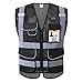 JKSafety 9 Pockets High Visibility Zipper Front Safety Vest With Reflective Strips,HQ Breathable Mesh, Oxford Fabric for pocket materials. Black Meets ANSI/ISEA Standards (Medium, 110-Black)