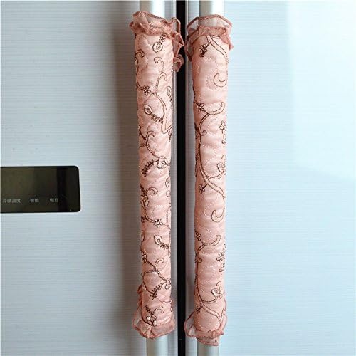 Vezfinel Refrigerator Door Handle Covers Keep Your Kitchen Appliances Clean From Smudges, Fingertips, Drips, &amp;Food Stains,Perfect For Oven,Microwave,Fridge Handmade Decoration(Pink Lace)