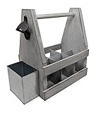 Gianna's Home Rustic Farmhouse Wooden Beer Soda Caddy Bottle Carrier with Bottle Opener and Cap Catcher