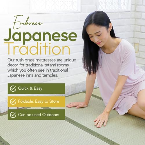 MIINA Japanese Traditional Tatami Mattress, Igusa (Rush Grass) Floor