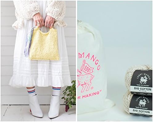 Loopy Mango DIY Knit Kit - Cotton Mini Market Bag (GINGER)