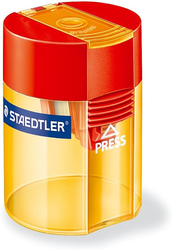 511 006 - Afilalápices con depósito transparente de colores variados. Caja con 10 unidades.