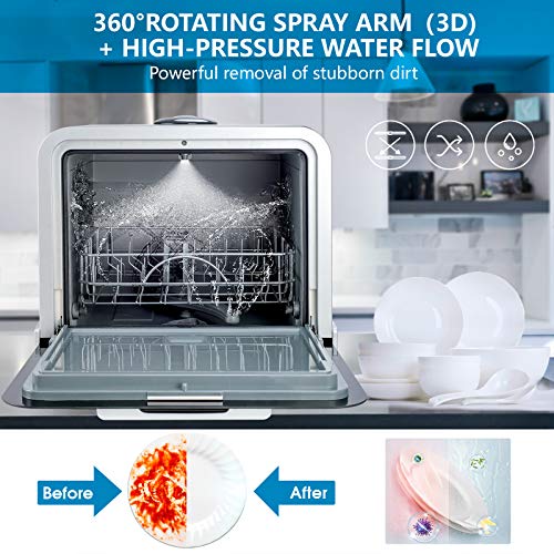 Kwasyo Portable Countertop Dishwasher with Fully Automatic Pumping