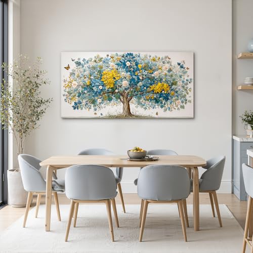 SERIMINO Modern Living Room Decoration Paintings, Large Decorative Canvases, Colourful Decorative Sheets Tree of Life, Flower Paintings Artistic Hallways, Bedrooms, Dining Room, 73 x 146 cm