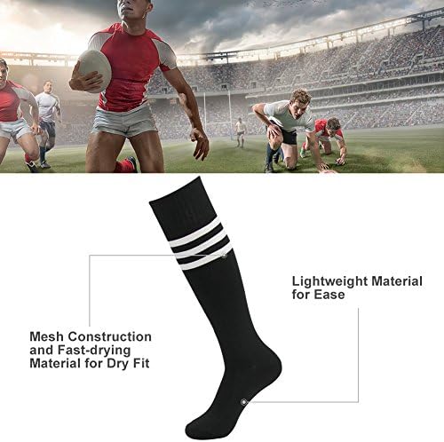 diwollsam Unisex Soccer Socks, Knee High Striped Sport Uniformh Team Tube Long Socks 2 Pairs