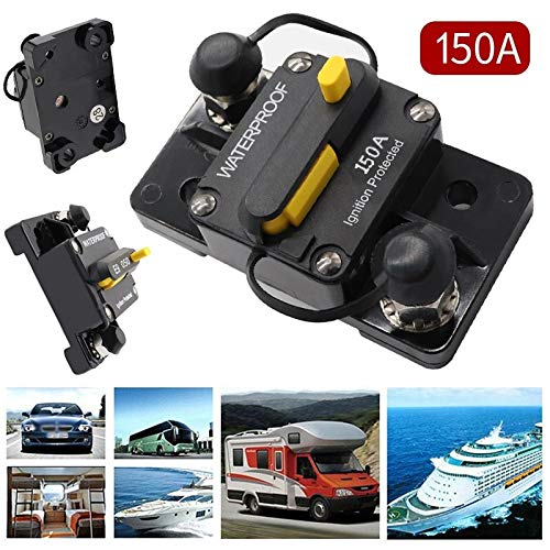 ANJOSHI 150Amp Circuit Breaker 50A-300A with Manual Reset Waterproof Inline Fuse Holders Inverter for Trolling Motor Auto Car Marine Boat Bike Stereo Audio System Protection 12V-36VDC - Thumbnail 5