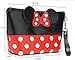 Finex Minnie Mouse Ears style Polka dots Cosmetic bag - Multifunction Travel Makeup Handbag with Zipper (Trapezoid, Red/Black)