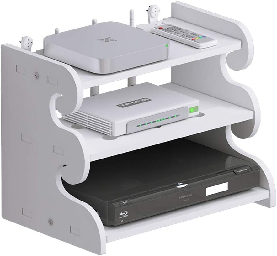 ZYFA Settop Box Shelf Wood Plastic TV Console WiFi Router Shelf DVD Settop Box Telephone