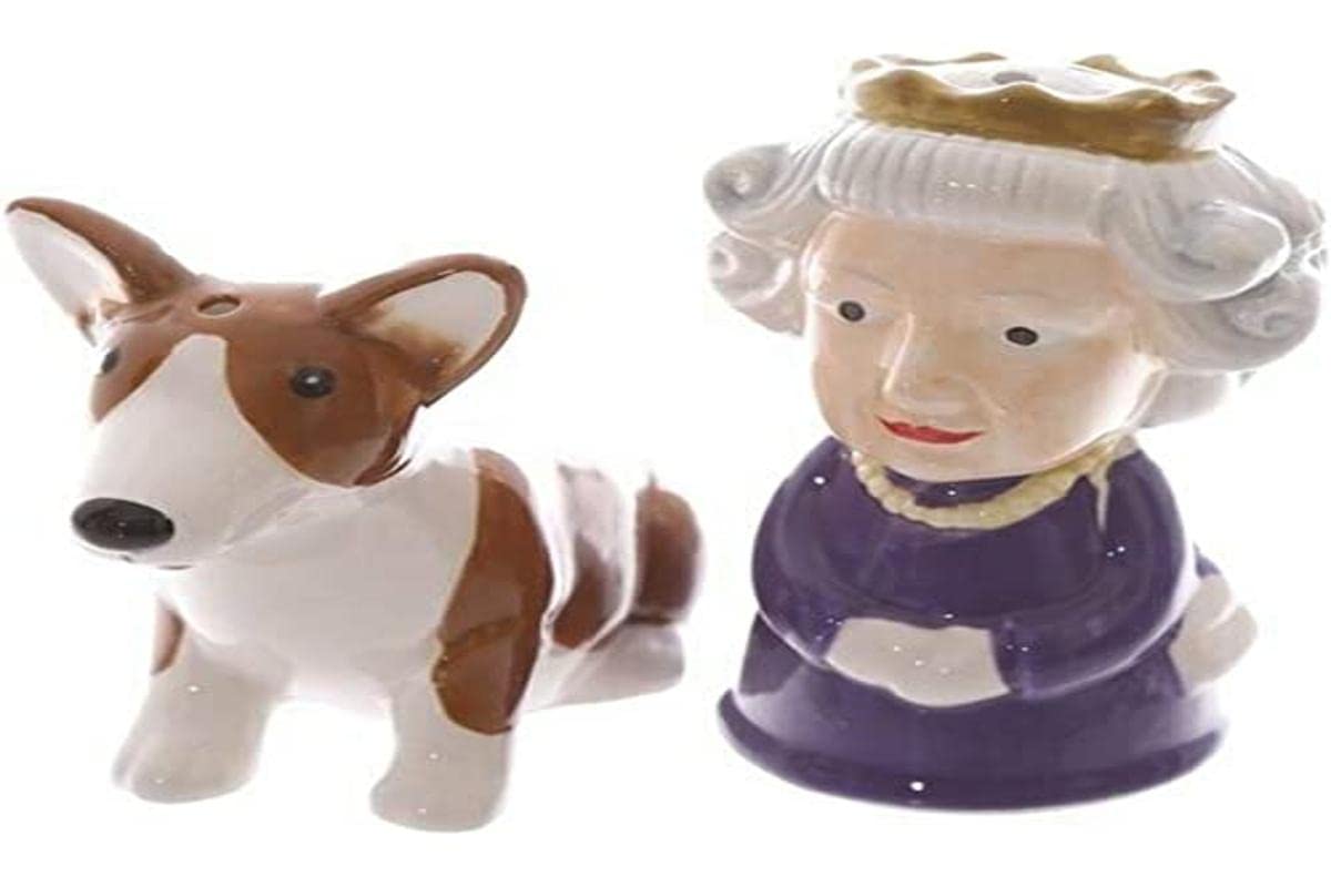 Novelty Salt and Pepper Set Queen and Corgi British