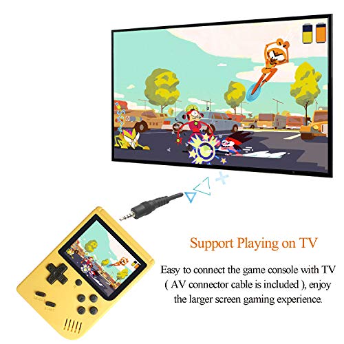 Chilartalent Handheld Games Console for Kids Adults - Retro Video Games Consoles 3 inch Screen 168 Classic Games 8 Bit Game Player with AV Cable Can Play on TV (Yellow)