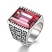 Boho Jewelry Mens Stainless Steel Cz Ring Vintage Large Charming Gemstone Band (11)