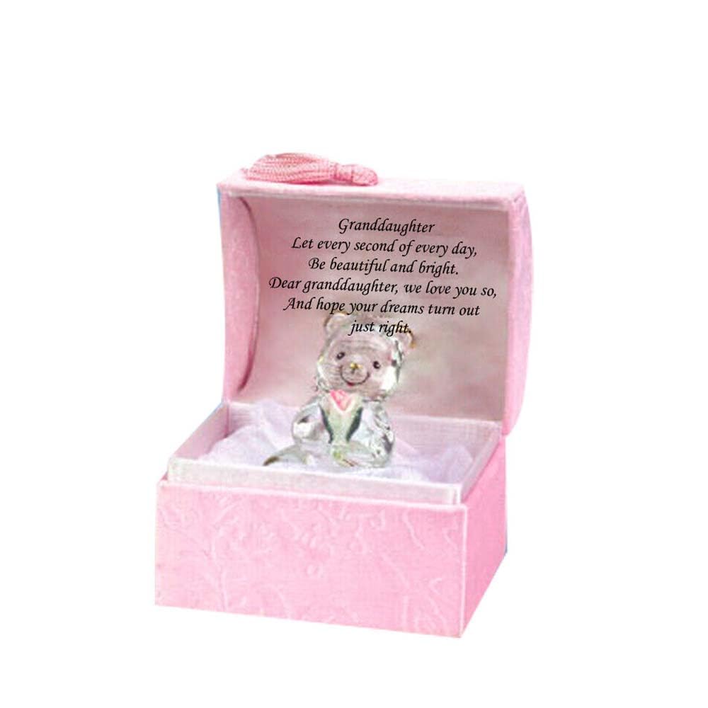 OnlineStreet Treasure Chests Enclosing Crystal Figurines, Engraved with a Personalised Poem | Memorial Congratulations Gift for Special Occasions Including Birthday, Christmas, etc (Granddaughter)