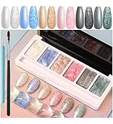 Pearl Gel Nail Polish- 2022 Upgrade Solid Nail Gel Palette, Shimmer Solid Cream Gel Polish Shell ...