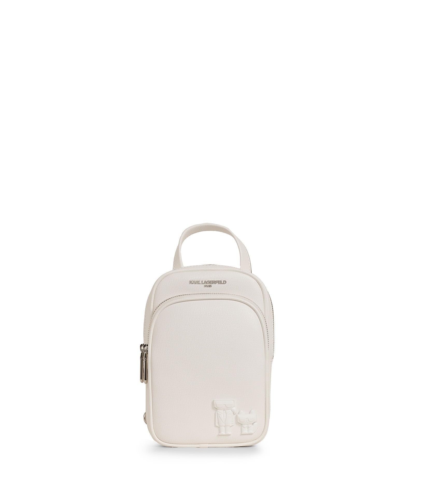 KARL LAGERFELD Women’s Maybelle Phone Crossbody, Winter White/Silver, One Size