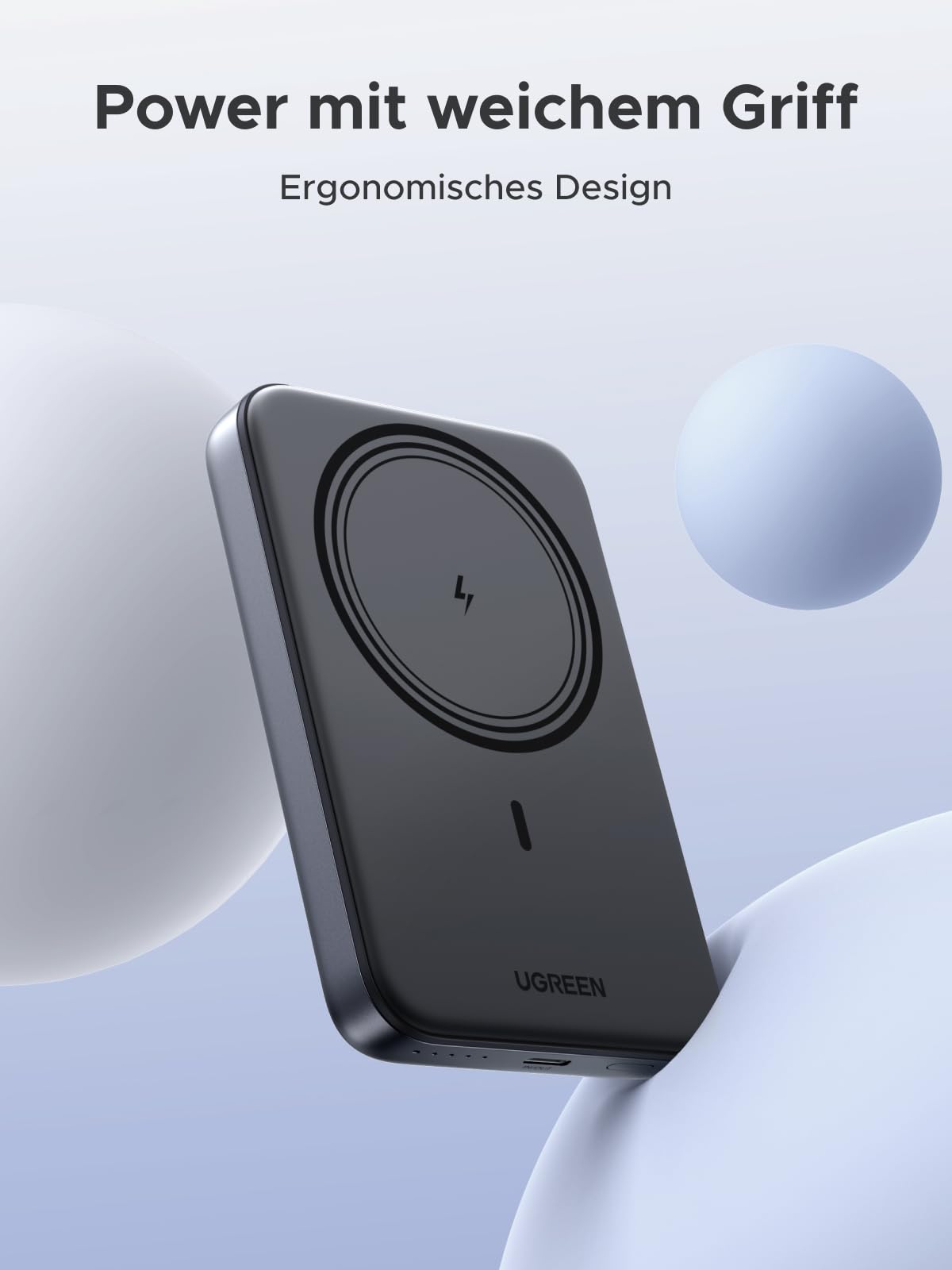 UGREEN Nexode Wireless Powerbank 10000mAh Magnetische Power Bank mit USB-C 20W, kabellose Externe powerbank MagSafe kompatibel mit iPhone 16 Pro Max/16 Pro/16/15 Pro Max/Pro/15/14(Schwarz)