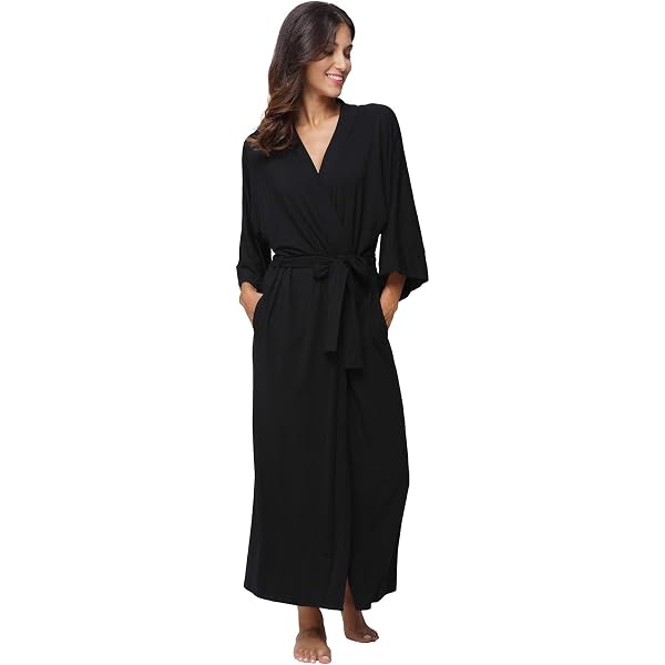 Blue Long Retro 1930-40's Dressing Gown Robe with Attached Belt (Thicker Md  Wt Rayon/LG, Navy) at Amazon Women's Clothing store