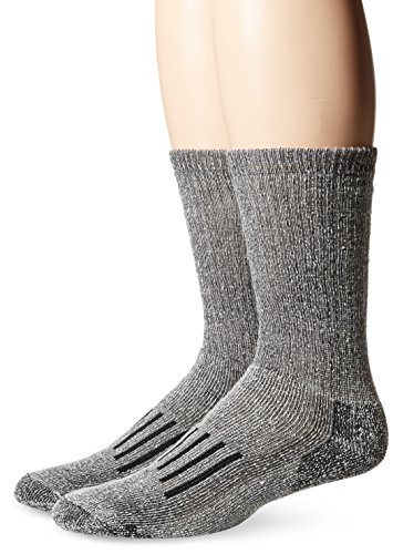 PowerSox Men's Bootsocks Medium Cushion Merino Wool Crew Socks, 2 Pairs, Black Marl, Shoe Size: 9-12.5