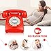 ECVISION 1960's Style Rotary Retro Old Fashioned Dial Home Telephone with Red Color