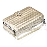 iPhone 6S Plus Case, Vofolen iPhone 6s Plus Wallet Case Card Holder Slot Plait Zipper Pocket Detachable Protective Slim Shell Magnetic Folio PU Leather Flip Case Cover for iPhone 6 Plus 6S Plus - Gold
