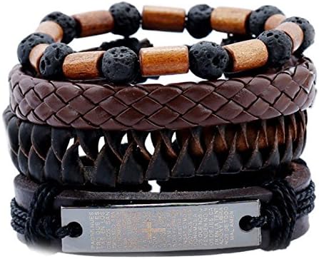 BA Fashion Men Leather Bracelets Leather Rope Weave Bracelet Classic Wax Line Adjustable Hand Bracelet Male Jewelry