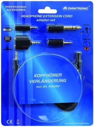 Omnitronic Headphone extension 3m with adaptor set