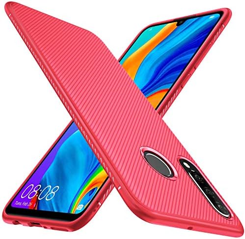 KuGi for Huawei P30 Lite Case, Scratch Resistant & Anti Slip Grippy Soft TPU Case for Huawei P30 Lite Phone (Red)