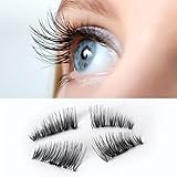 False Eyelashes, AMA(TM) Women Ultra-thin 0.2mm Magnetic Eye Lashes 3D Reusable Magnet Eyelashes Extension (Black)