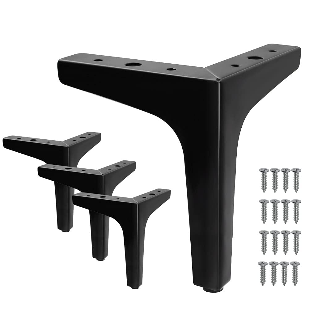Cjueiom 17cm / 7 Inch Furniture Legs, Black Metal Triangle Feet for Sofa, Couch, Table, Cabinet, Ottoman, Modern Replacement Legs, 4Pcs โ image 1