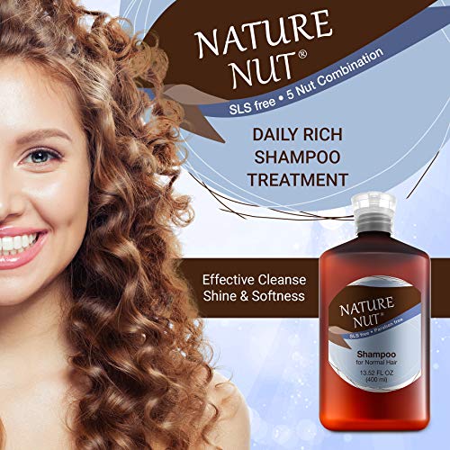 Nature Nut Hair Shampoo for Normal Hair - Hypoallergenic Moisturizing Hair Repair Treatment Cleansing Shampoo with 5 Nut Hydration Boost Formula for Hair & Scalp