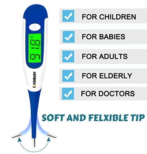 Best FDA Digital Medical Baby Thermometer , Easy Accurate and Fast 10 Second Read Fever Body Temperature , Flexible Tip ,Waterproof for Baby ,Kids, Adults, Pets ,Oral, Underarm,Rectal (Blue)