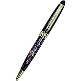 Nacreh Inlay Mother of Pearl Design Handmade Ballpoint Pen Retractable Executive Gift Deluxe Rollerball Point Black Ink (Arabesque)