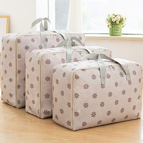 Jujin Oxford Large Clothing Organizer Storage Bags for Comforters and Blankets Clothes 3 Pcs